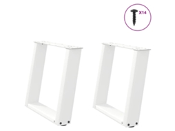 Vidaxl Pés Para Mesa De Centro Em Forma De U, 2 Peças, Branco, 50x (42-43) Cm, Aço