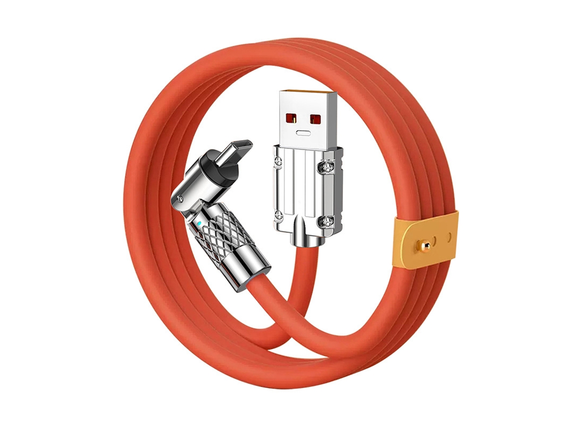 Cabo Usb A X Lightning Silicone E Alumínio 180º 100cm Laranja Digitallab Para Iphone 8-14