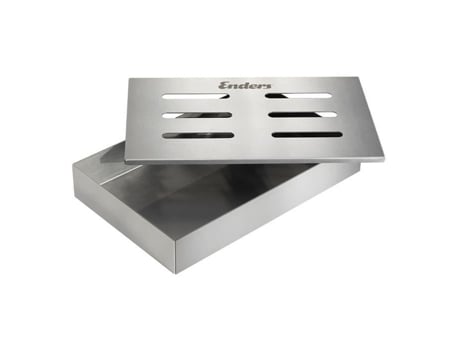 Defumador Enders para churrasqueiras a gás, carvão e elétricas, feito de metal e prata. Acessório de cozinha.