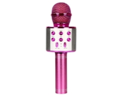 Microfone De Karaokê Sem Fio Bluetooth Infantil Led Vermelho
