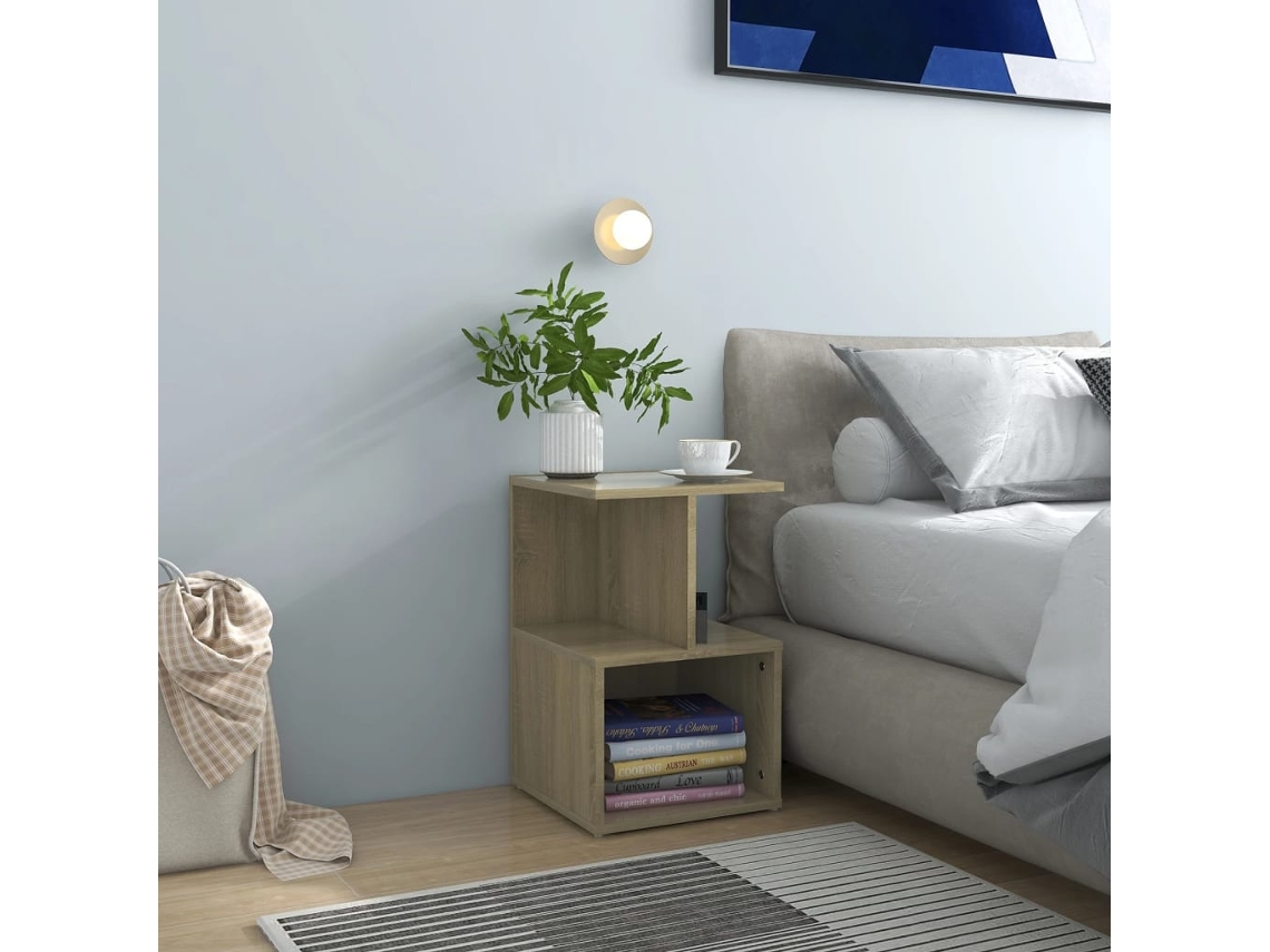 Vidaxl Mesa De Cabeceira 35x35x55 Cm Derivados Madeira Carvalho Sonoma