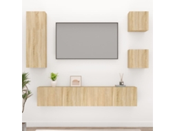 Conjunto Mã³veis De Tv 5 Pcs Madeira Processada Carvalho Sonoma DKD HOME DECOR