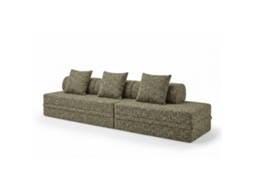Sofá Modular 3+2 Lugares Convertível Tweed Verde Oliva SKOFFA