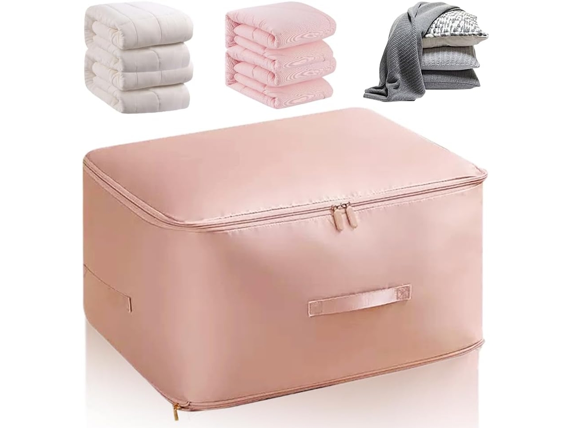 Saco Organizador Autocompressível, Economiza Espaço Para Edredons, Cobertores E Roupas De Cama Rosa-g-52x42x30