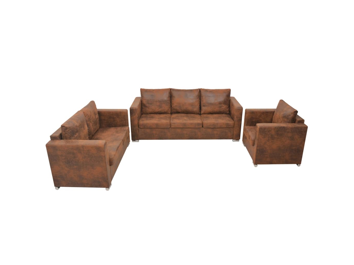 Sofa Set, Sofa Sets Vidaxl Marrom Couro Artificial (n/a)