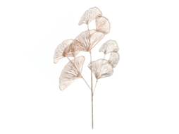 Laxiscreed Fan De Ginkgo Em Plástico Branco 68cm Com Detalhes Dourados E Design De Três Ramos