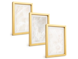 Composição De Quadros Estrutura De Mármore Elegante Espelharte (3 Peças 20x30 Cm)