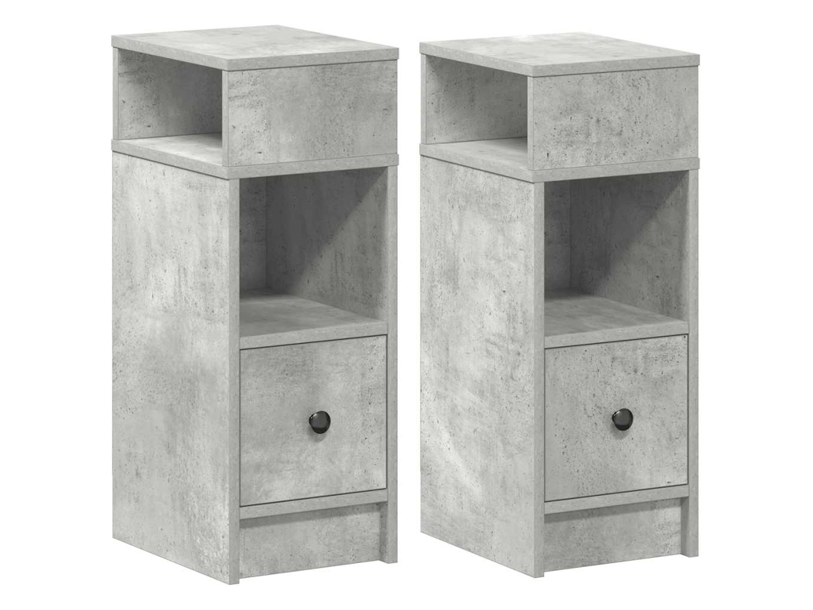 Conjunto de 2 Mesas de Cabeceira com Gaveta Cinzento Cimento MAISON EXCLUSIVE (25x31x66 cm)