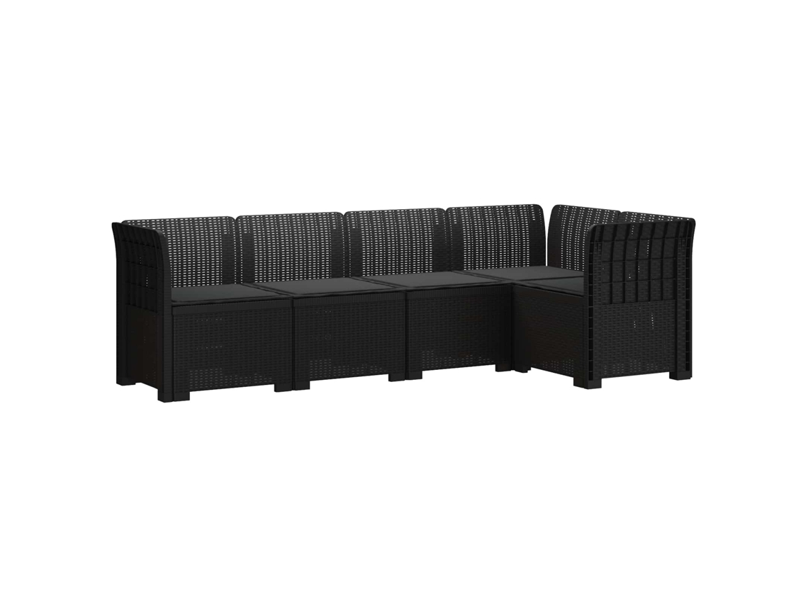 Vidaxl Sofá De Jardim De 5 Pessoas Com Almofadas Visual De Rattan Pp