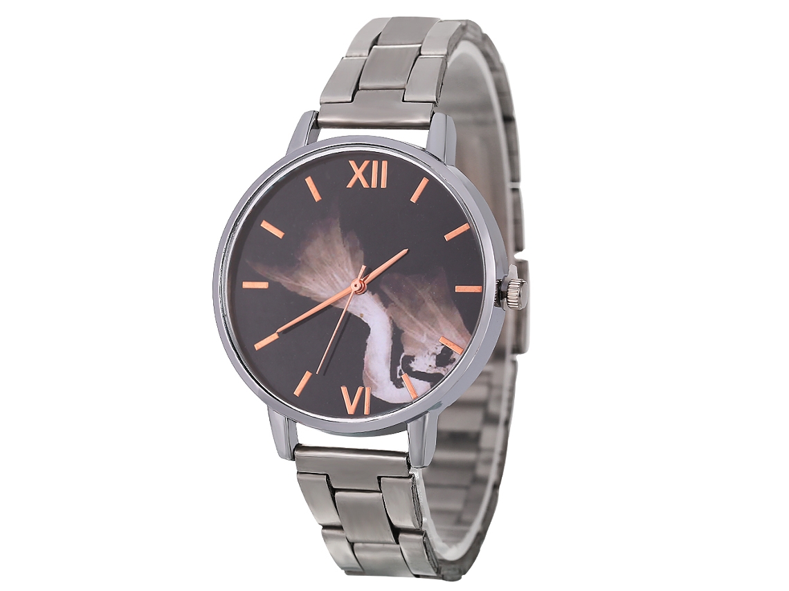 Relógio de Pulso de Aço Fashion Rose Gold Silver Simples Presente Analógico Quartzo