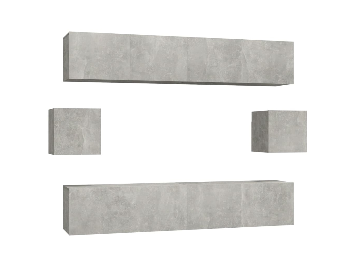 Conjunto de 6 Tv Madeira Moveis Processados Cinzento Cimento MAISON EXCLUSIVE