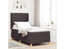 Cama Box Com Colchão Castanho Escuro 90x200 Cm Tecido