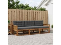 Vidaxl Conjunto De Sofás Para Exterior 3 Unid. Natural E Antracite