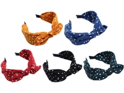 Conjunto de 5 elásticos de cabelo para homens e mulheres com tecido confortável e estampa de bolinhas.