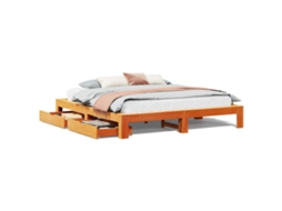 Cama Sem Colchão 200x200 Cm Pinho Maciço Castanho mel MAISON EXCLUSIVE