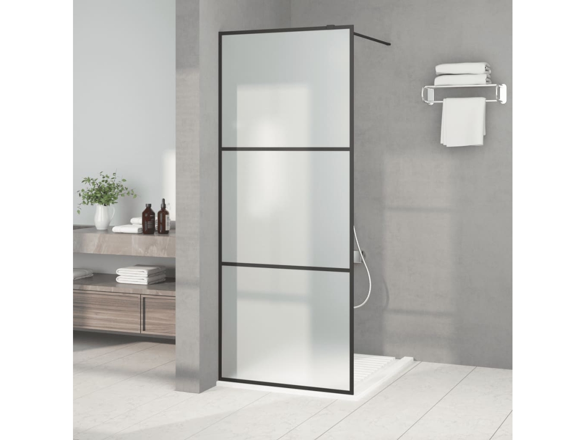 Vidaxl Divisória De Chuveiro 80x195 Cm Vidro Opaco Esg Preto