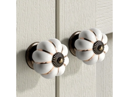 6 Manejos De Cerâmica Em Forma De Abóbora Para Gavetas Com Parafusos (branco)