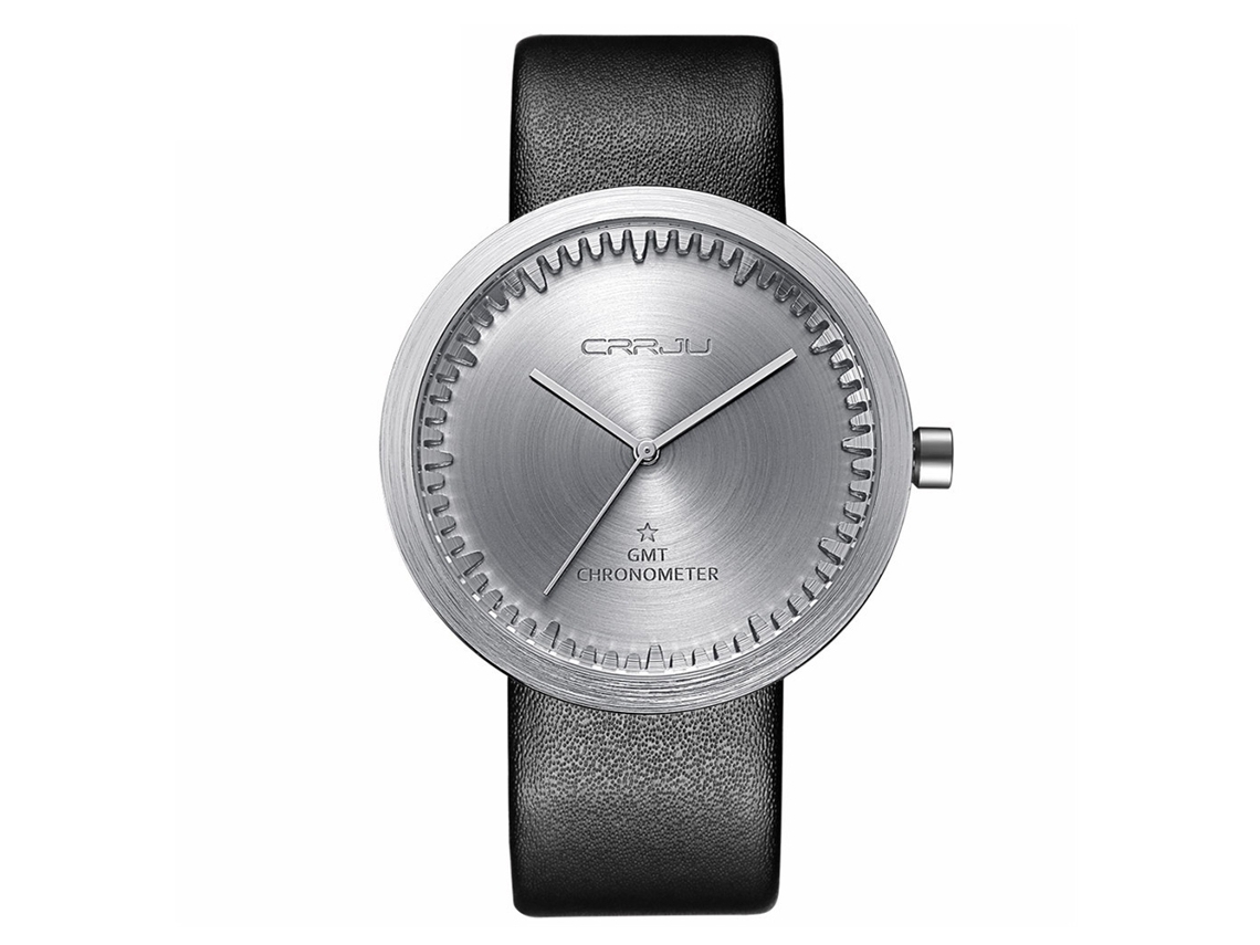 Relógio masculino de metal à prova d'água com pulseira ajustável, movimento de quartzo Crrju