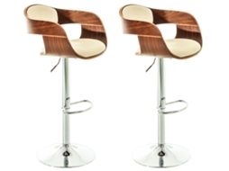 Conjunto De 2 Bancos De Bar Kingston Em Imitação De Pele Nogueiro/creme Clp
