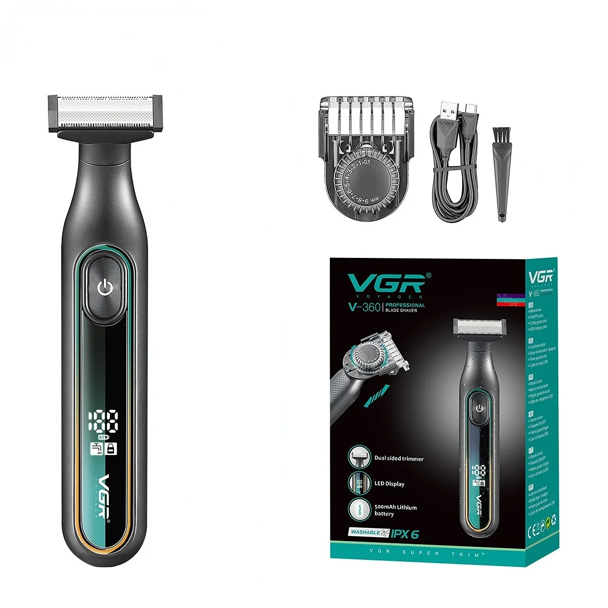 (caixa Verde) Barbeador Elétrico Profissional Masculino À Prova D'água