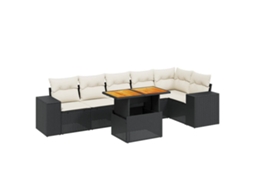 Conjunto de 7 Sofás para Jardim com Almofadões Vime Pe Preto MAISON EXCLUSIVE (7 pcs)