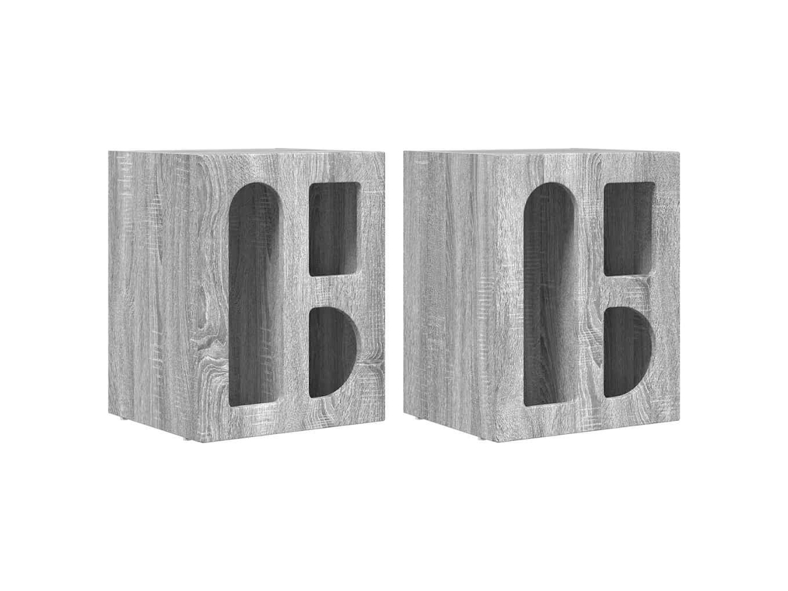 Mesa de cabeceira 2 Pcs Cinza Sonoma 40 X 35 X 50 Cm MAISON EXCLUSIVE
