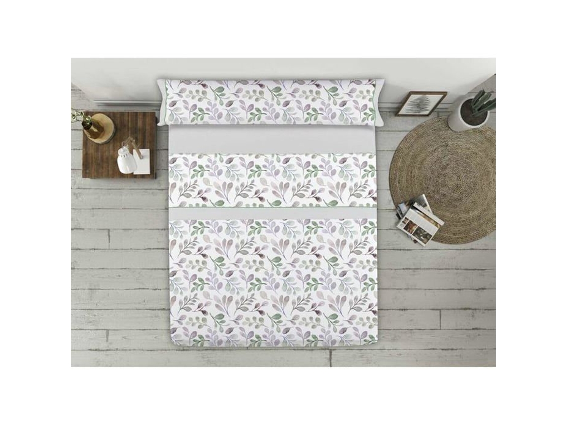 Conjunto de Cama Moderno - El Mundo - Multicolorido - Padrão Abstrato - 3 Peças - 150 Cm - Mistura de Algodão - Respirável