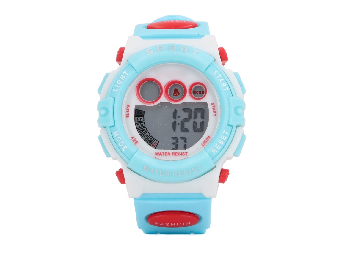 Relógio Digital Infantil À Prova de Água Relógio Esportivo Azul Branco