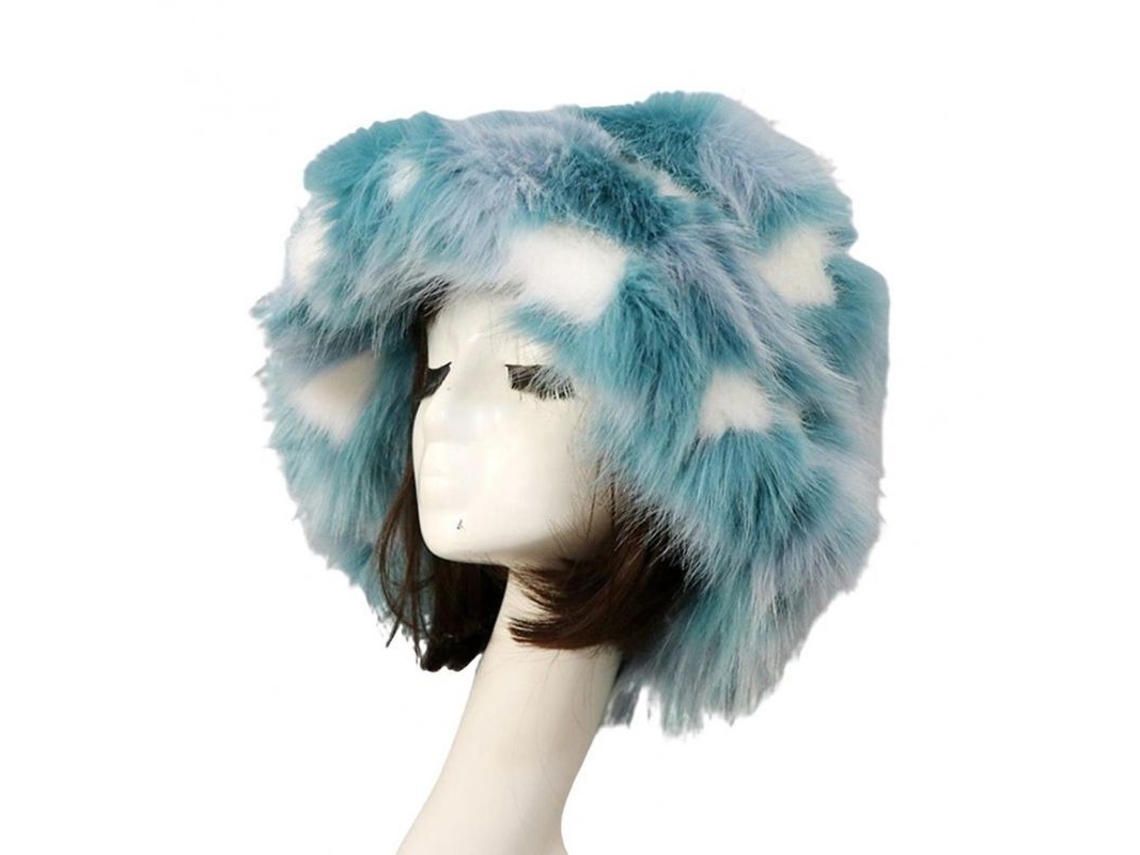 2026 gorra de Pescador para Mujer Invernal Amplia Con Protección de Orejas Suave Fluffy de Pelo Falso Calientita Qdq Verde Blanco