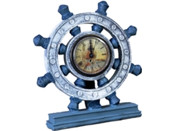 Relógio De Mesa Vintage Em Resina Azul Com Design De Roda De Navio, Sem Bateria, Estilo Retrô, Ideal Para Escritório Relógio De Mesa Vi Gokoco