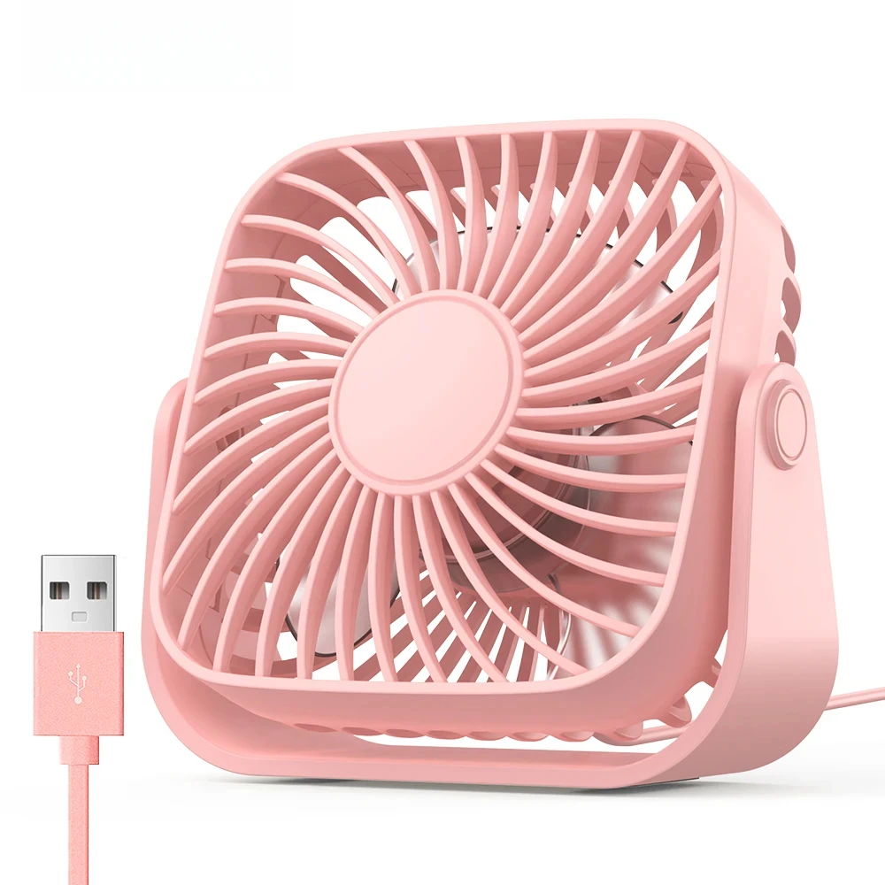 (rosa) Mini Ventilador Portátil Usb De Nova Geração Para Camping, Ventilador De Mesa Silencioso Com 3 Velocidades