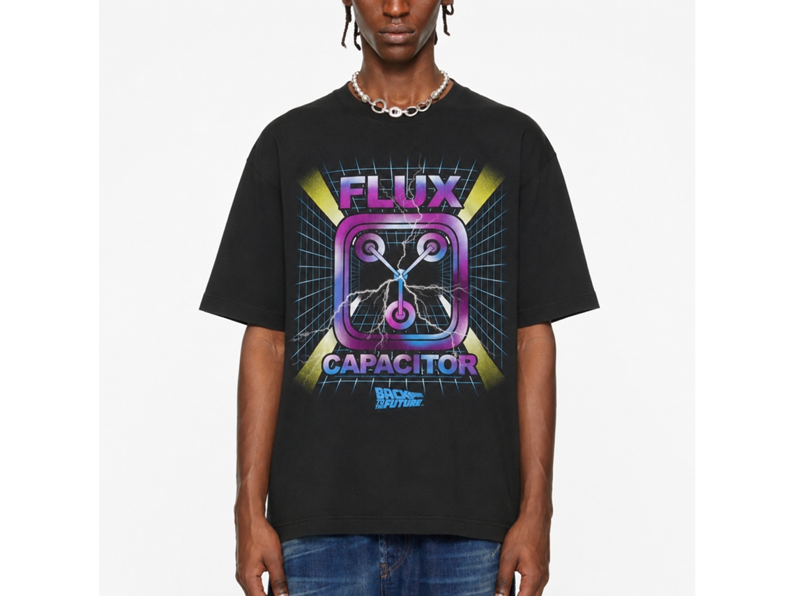 Rockinstone Back To The Future Movie Flux Capacitor Black Adult T-shirt Size:xl