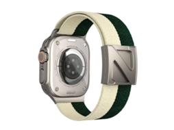 Bracelete para Apple Watch 44/45/46/49mm nylon bicolor com fecho magnético em formato Z verde claro XIAOMOYU