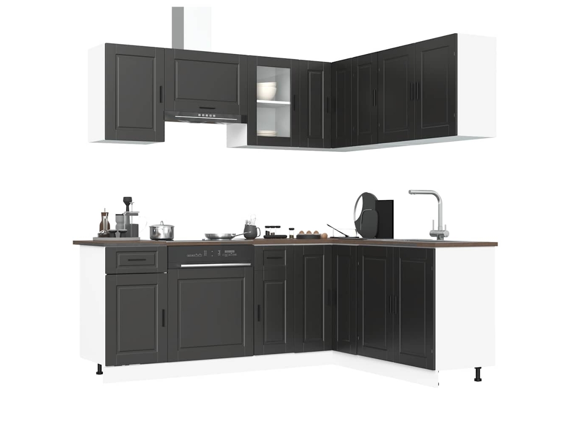 Vidaxl 11 Peças Armário De Cozinha Conjunto Porto Preto