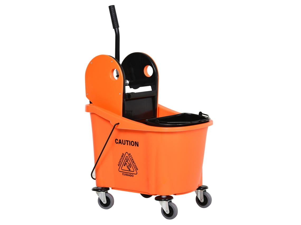 Carrinho Limpeza Balde Espremedor 36 Litros Preto Laranja VELTRIX