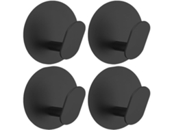 Conjunto De 4 Ganchos De Parede Para Toalhas, Ideais Para Casa De Banho E Cozinha - Para Pendurar Roupões E Casacos (preto, Aço Inoxidável)