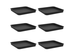 Conjunto 6 Vaso Quadrado Vidaxl Preto Plástico (25,5 X 25,5 X 2,5 Cm)