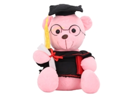 Mali boneca Pelúcia Urso com Touca e Diploma Presente de Graduação Rosa