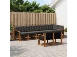 Vidaxl Conjunto De Sofás Para Exterior 8 Pcs Natural E Preto