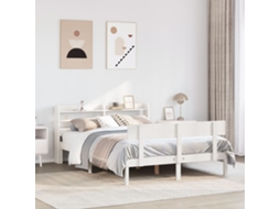 Vidaxl Cama Sem Colchão 140x200 Cm Madeira De Pinho Maciça Branco