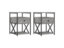 Conjunto de 2 Mesas de Cabeceira Derivados de Madeira Sonoma Cinza MAISON EXCLUSIVE
