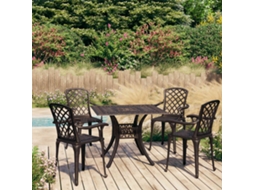 Vidaxl 5 Pcs Conjunto Bistrô Alumínio Fundido Bronze