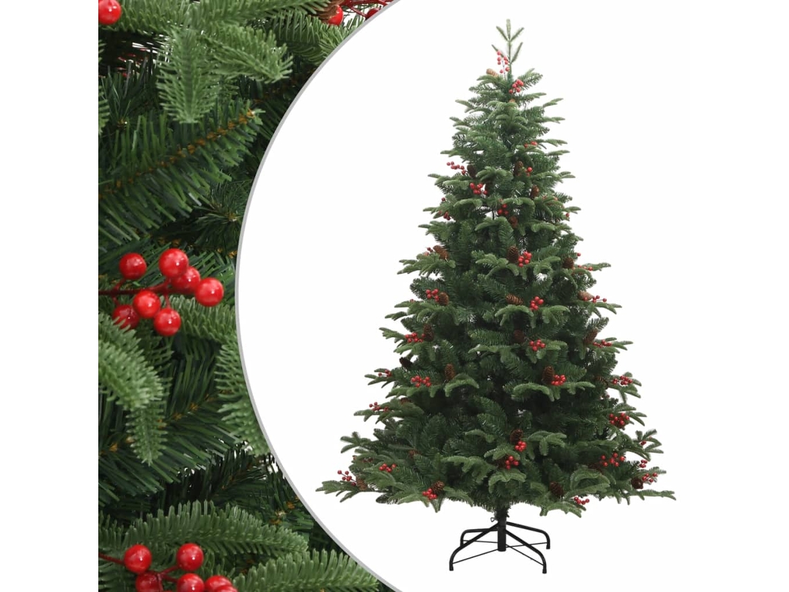 Vidaxl Árvore De Natal Artificial Articulada C/ Pinhas E Bagas 240 Cm