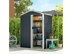 Abrigo de Jardim em Metal 1,2 M², Cabana de Jardim Exterior, Porta Deslizante Trancável e Luvas, 136x87x179cm, Cinza