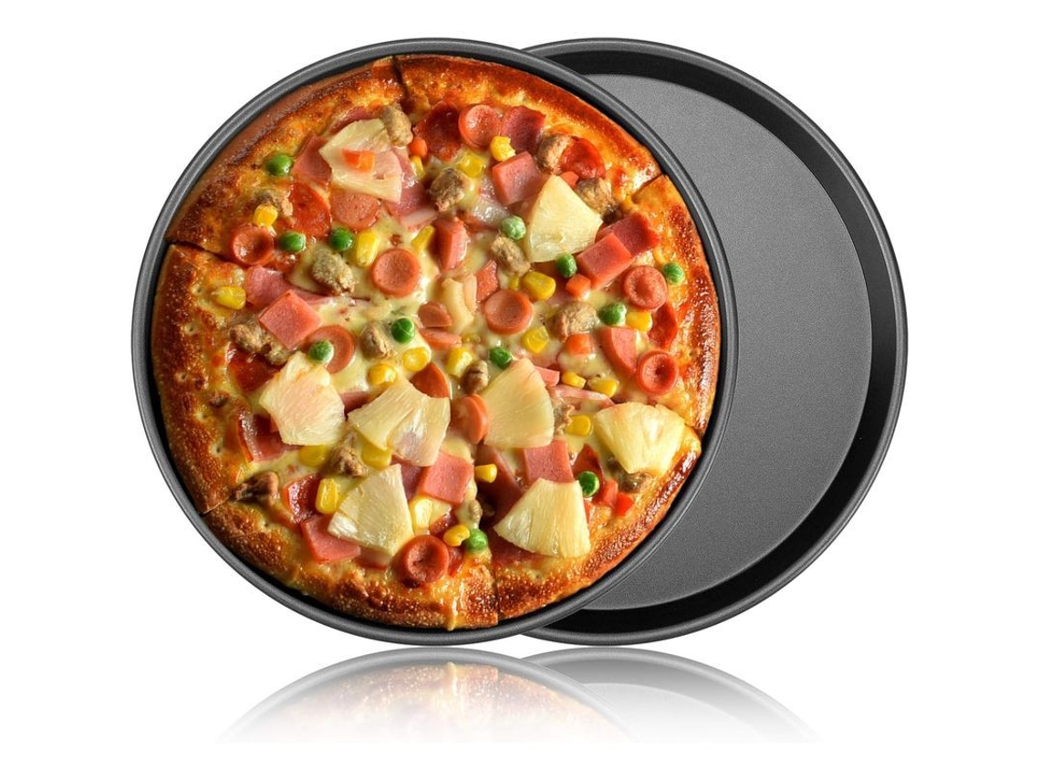 2026 bandeja para Assar Pizza de 11 Polegadas Antiaderente, 2 Peças de Aço Carbono Redondas para Forno, Bolos e Biscoitos