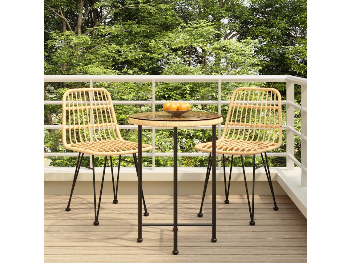 Vidaxl 3 Pcs Conjunto De Jantar Para Jardim Vime Pe