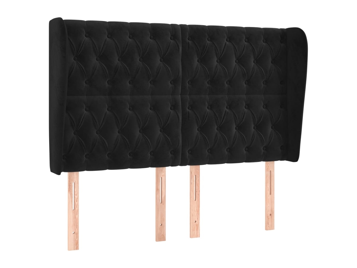 Cabeceira de Cama com Abas Veludo Preto MAISON EXCLUSIVE 163x23x118 cm