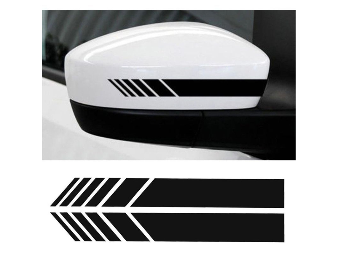 2 Pegatinas De Espejo Retrovisor Para Coche Decoración Diy Adhesivo Negro Vinilo Suv 15cmx3cm
