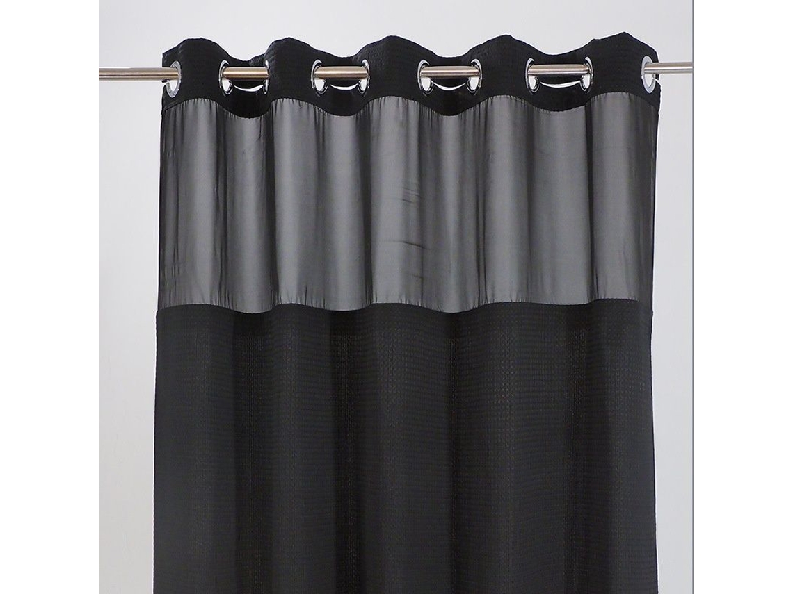 Cortina De Banho De Tecido Waffle Weave Com Forro Removível Sem Ganchos De Qualidade Hoteleira 71l X 74a