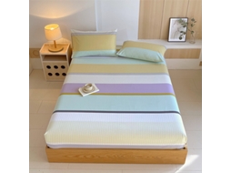 Lençol Elástico, 180*200cm, Tecido De Algodão Cru, Bolso Profundo De 30cm, Estilo Casa De Campo,para Meninas E Mulheres. Listra Hexinyigjly